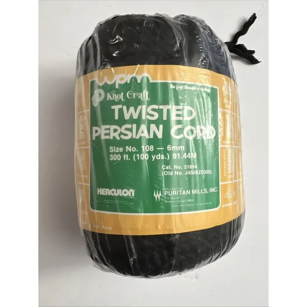 Knot Craft Twisted Persian Cord Macrame 100yd 6mm Herculon Crochet Knit Knotting